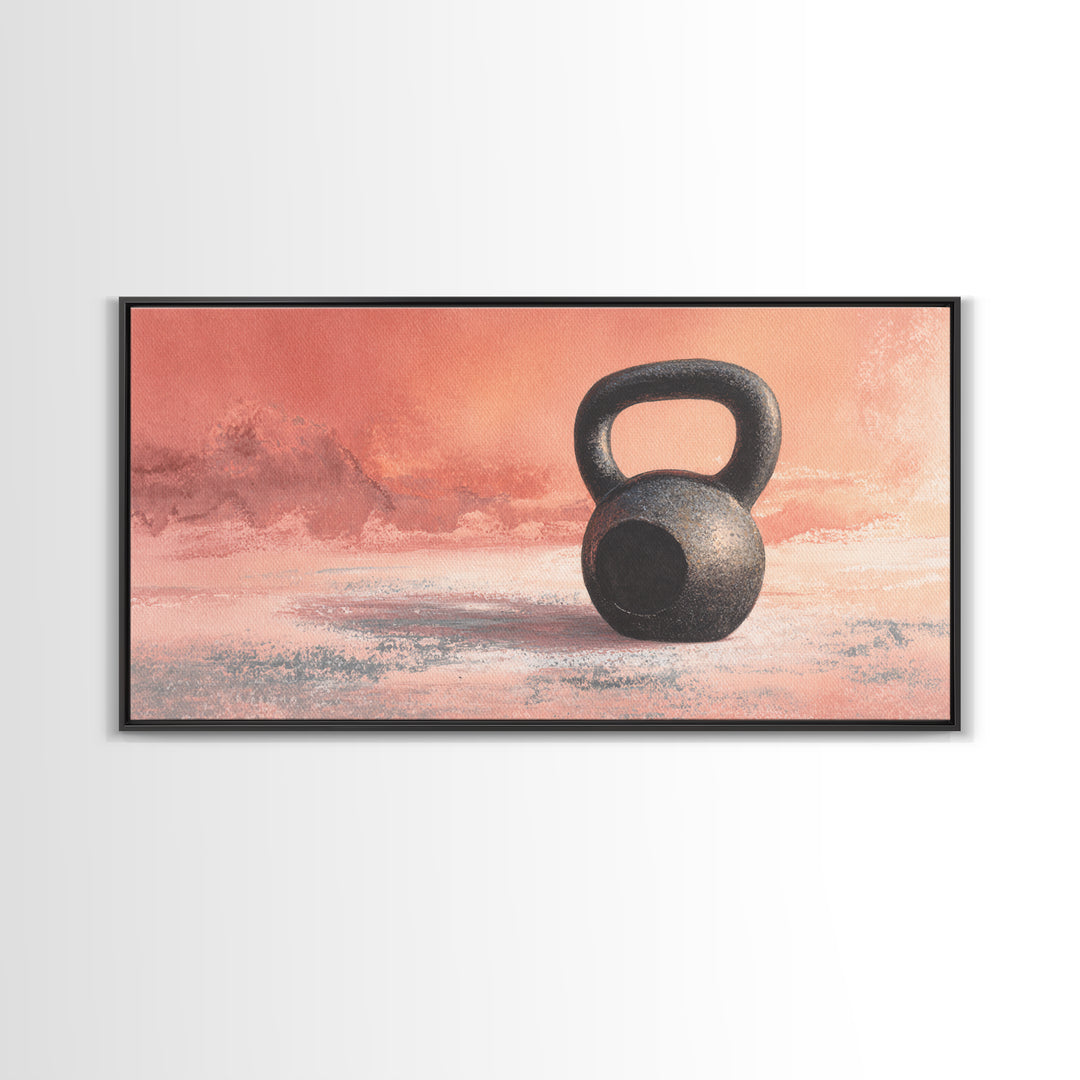 Kettlebell and Chalk Dust Canvas Print, Fitness Studio Art, Art Print, Gym Decor, Watercolor Art, Motion, Motivational Poster, FSA-2x1-98