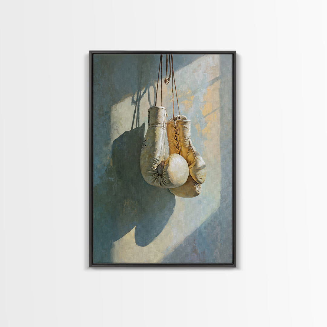 Boxing Gloves Still Life Framed Canvas Print, Fitness Studio Art, Neutral Decor, Gym Decor, Fine Art, Motion, Wall Art, FSA-2x3-13