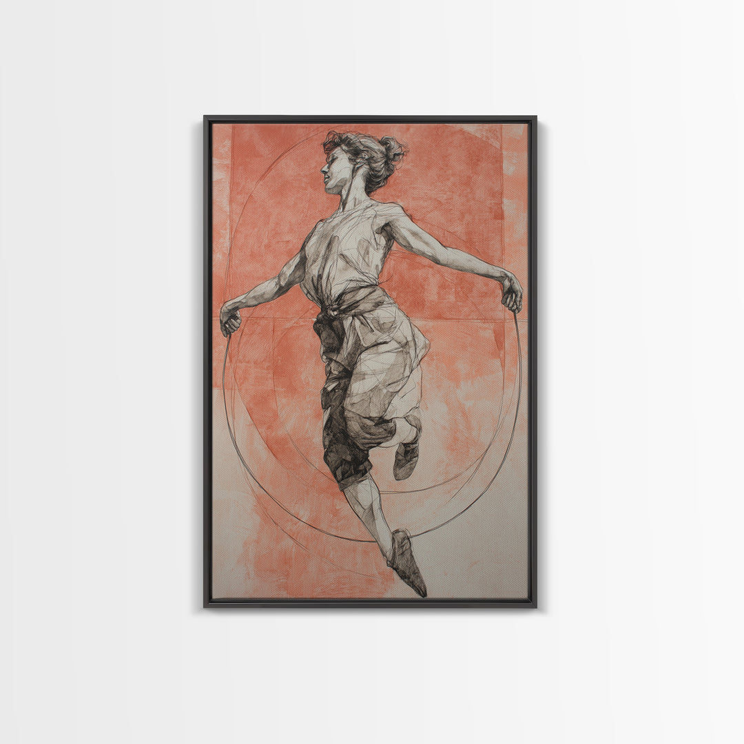 Jump Rope Movement Captured as Curved Lines Canvas Print, Fitness Studio Art, Motivational Canvas, Gym Decor, Motion, FSA-2x3-42