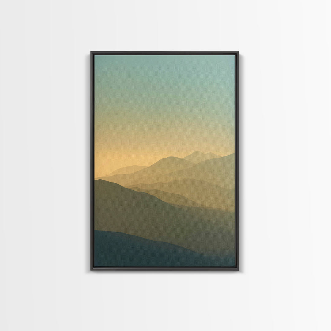 Sunrise over Mountains as Endurance Metaphor Framed Canvas Print, Fitness Studio Art, Gym Decor, Fine Art, Motion, Gym Wall Art, FSA-2x3-56