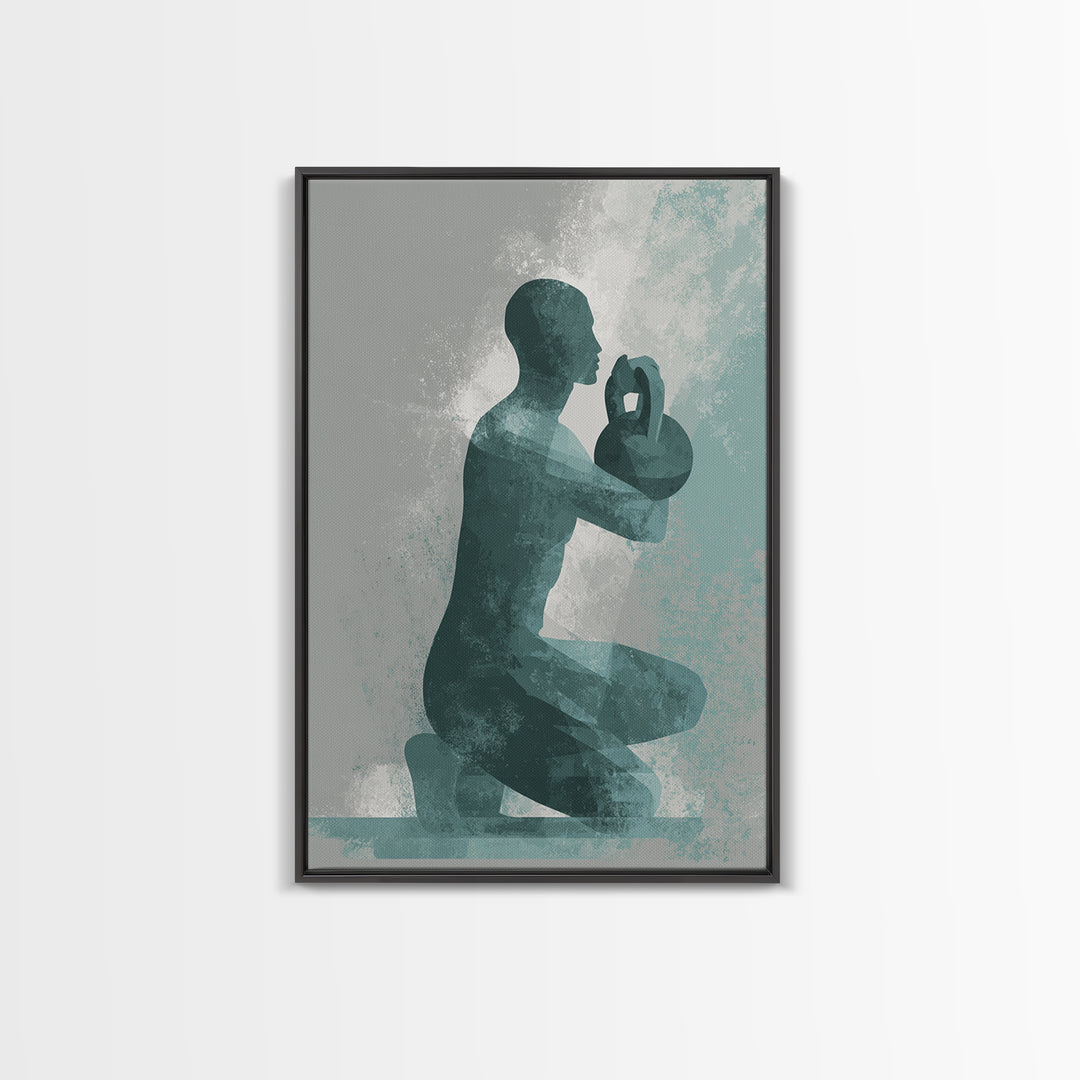 Kettlebell and Chalk Dust Canvas Print, Fitness Studio Art, Art Print, Gym Decor, Abstract Art, Motion, Motivational Poster, FSA-2x3-62