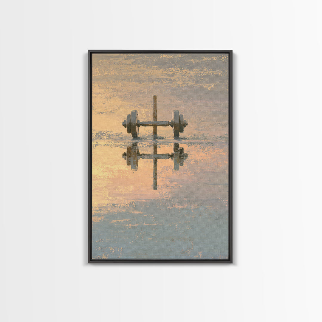 Barbell Plate Study Canvas Print, Fitness Studio Art, Pilates Poster, Gym Decor, Oil Painting, Motion, Statement Artwork, FSA-2x3-72