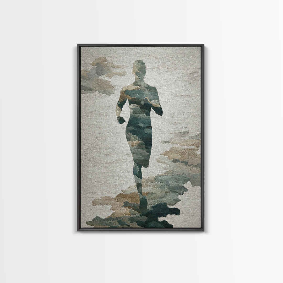 Runner Silhouette Breaking Through Morning Mist Canvas Print, Fitness Studio Art, Wall Decor, Gym Decor, Fine Art, Motion, FSA-2x3-9