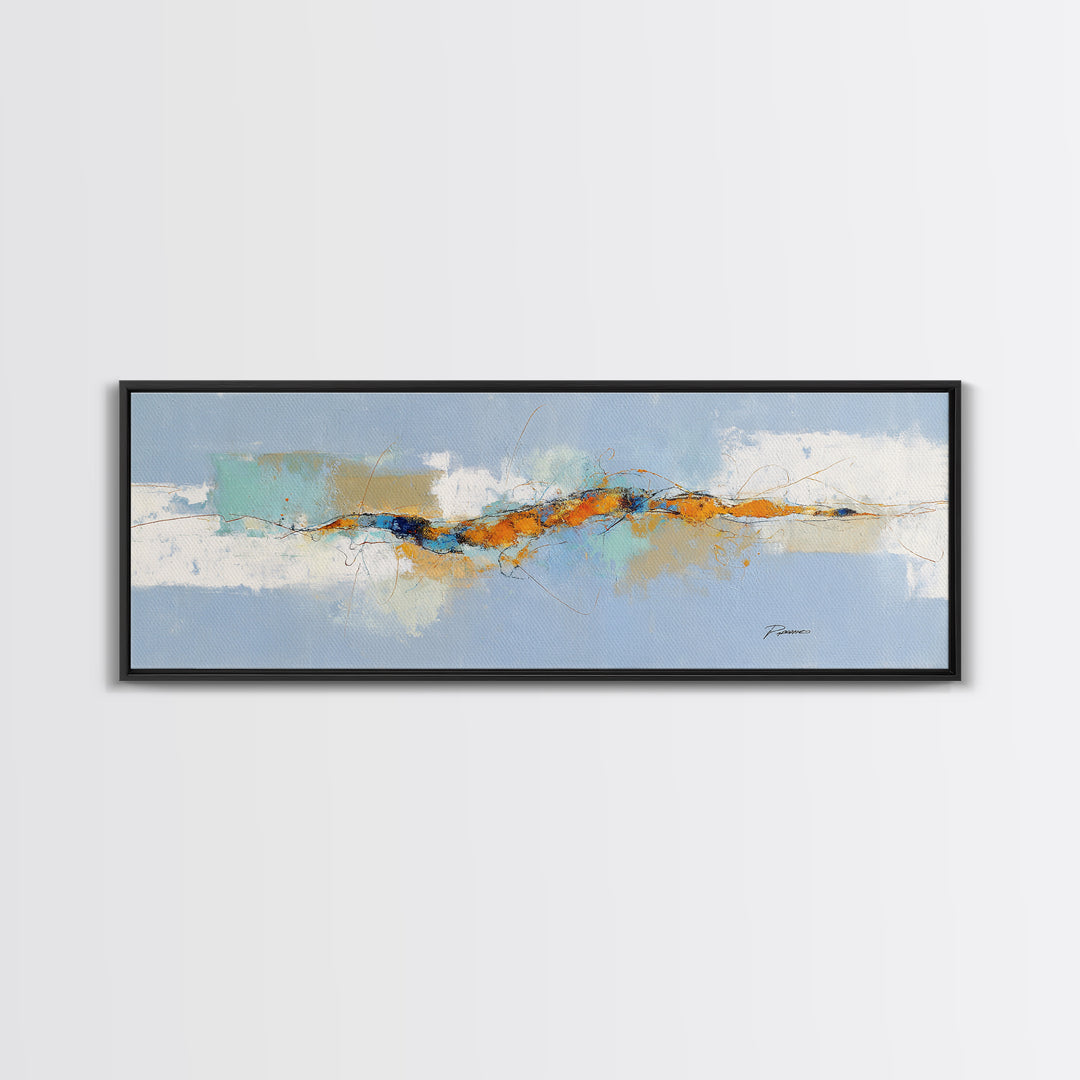 Abstract Heartbeat Line Through Color Fields Canvas Print, Fitness Studio Art, Motivational Poster, Gym Decor, Motion, FSA-3x1-81