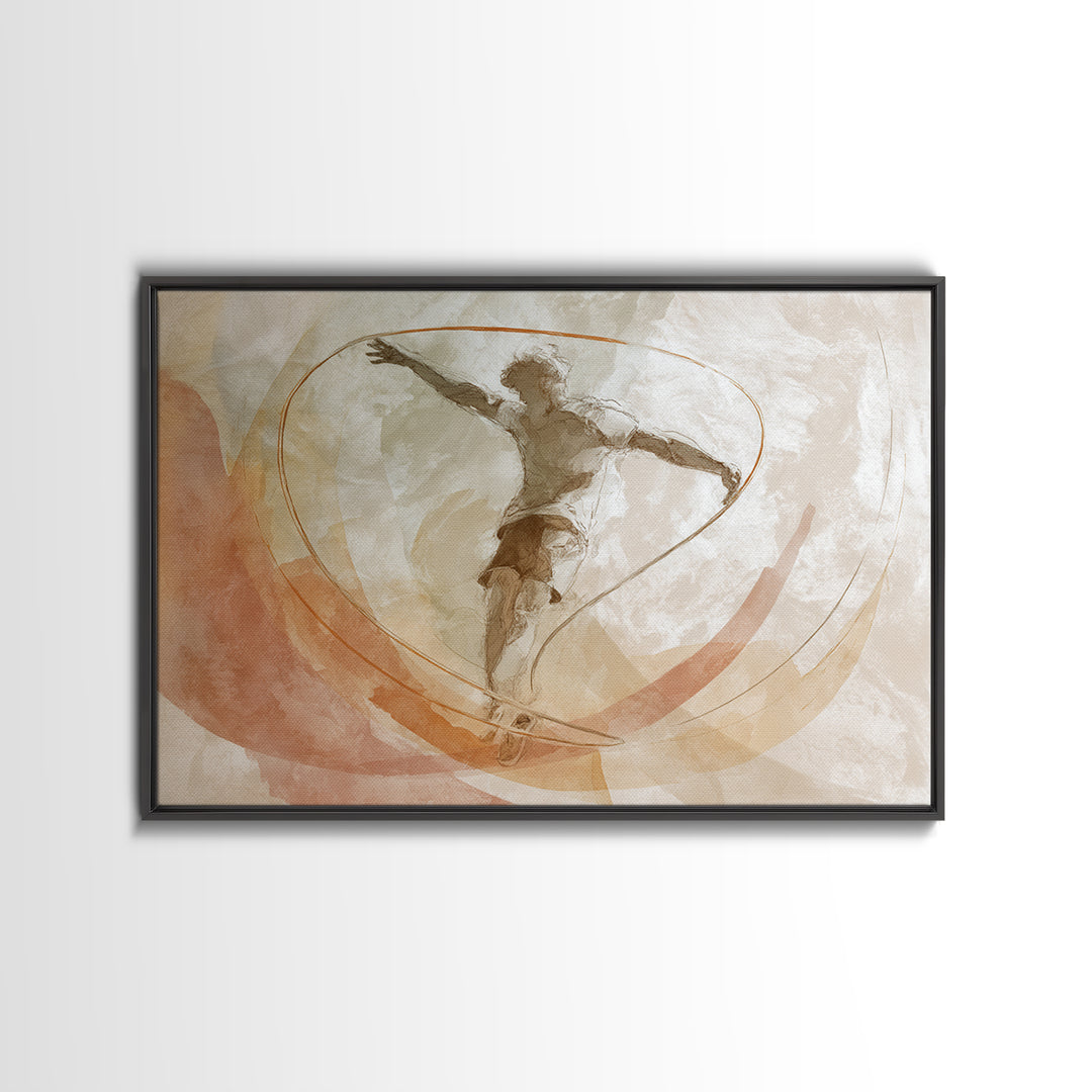 Jump Rope Movement Captured as Curved Lines Framed Canvas Print, Fitness Studio Art, Room Decor, Gym Decor, Fine Art, Motion, FSA-3x2-14