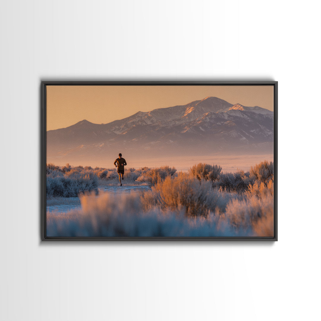 Mountain Trail Runner Canvas Print, Fitness Studio Art, Minimalist Decor, Gym Decor, Oil Painting, Motion, Modern Wall Decor, FSA-3x2-32