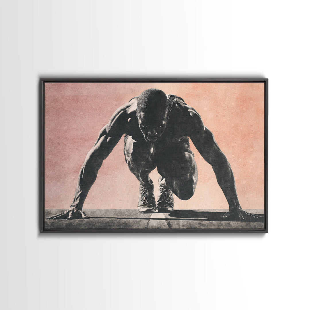 Sprinter Start Position Canvas Print, Fitness Studio Art, Metal Wall Art, Gym Decor, Fine Art, Motion, Home Gym Decor, FSA-3x2-42