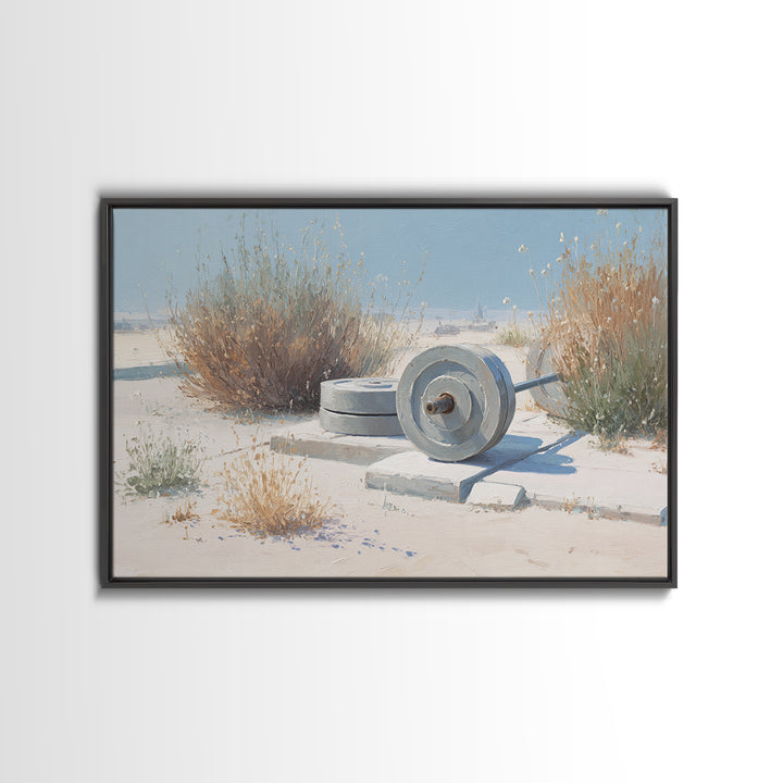 Barbell Plate Study Canvas Print, Fitness Studio Art, Printable Wall Art, Gym Decor, Watercolor Art, Motion, Yoga Wall Art, FSA-3x2-44