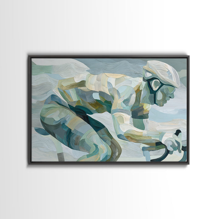 Cycling Figure in Bold Speed Lines Canvas Print, Fitness Studio Art, Gym Wall Decor, Gym Decor, Motion, Yoga Room Decor, FSA-3x2-84