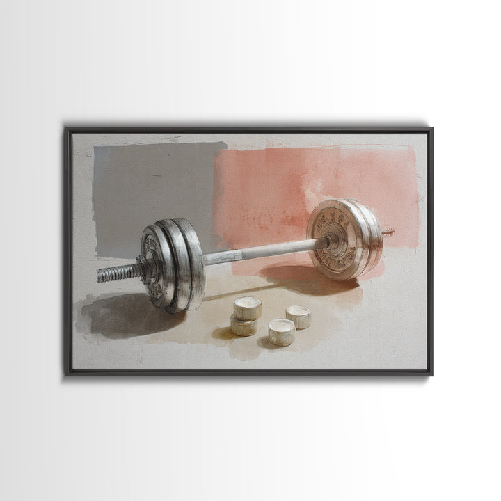 Barbell Plate Study Framed Canvas Print, Fitness Studio Art, Minimalist Art Print, Gym Decor, Fine Art, Motion, Home Decor, FSA-3x2-92
