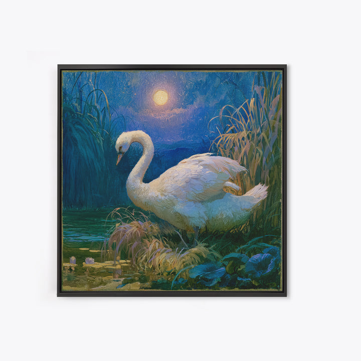 White Swan Transformation Scene Canvas Print, Fairy Tale Art, Boho Wall Art, Living Room Decor, Oil Painting, Storybook, FTA-1x1-15