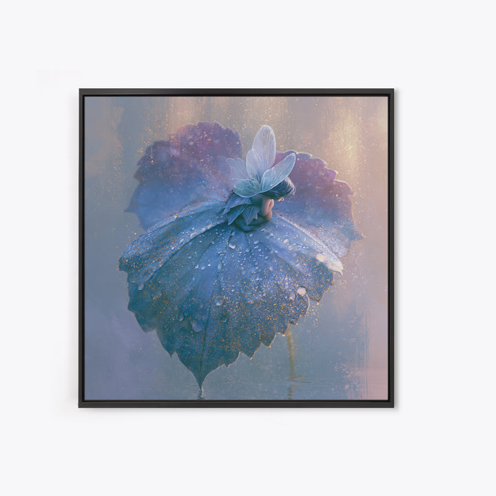 Tiny Fairy Resting on a Dew Covered Canvas Print, Fairy Tale Art, Art Nouveau Print, Living Room Decor, Fine Art, Storybook, FTA-1x1-55