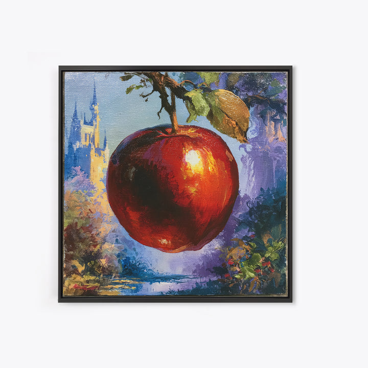Enchanted Apple with Deep Red Shine Framed Canvas Print, Fairy Tale Art, Dark Art, Living Room Decor, Fine Art, Storybook, FTA-1x1-68