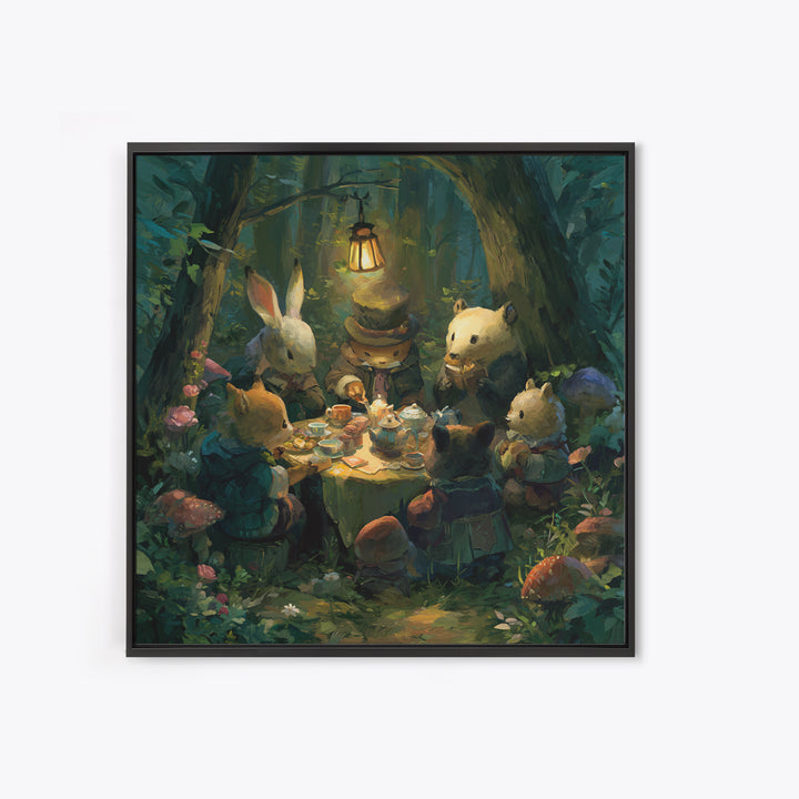 Woodland Tea Party Canvas Print, Fairy Tale Art, Room Decor, Living Room Decor, Storybook, Original Art, Nursery Wall Art, FTA-1x1-91