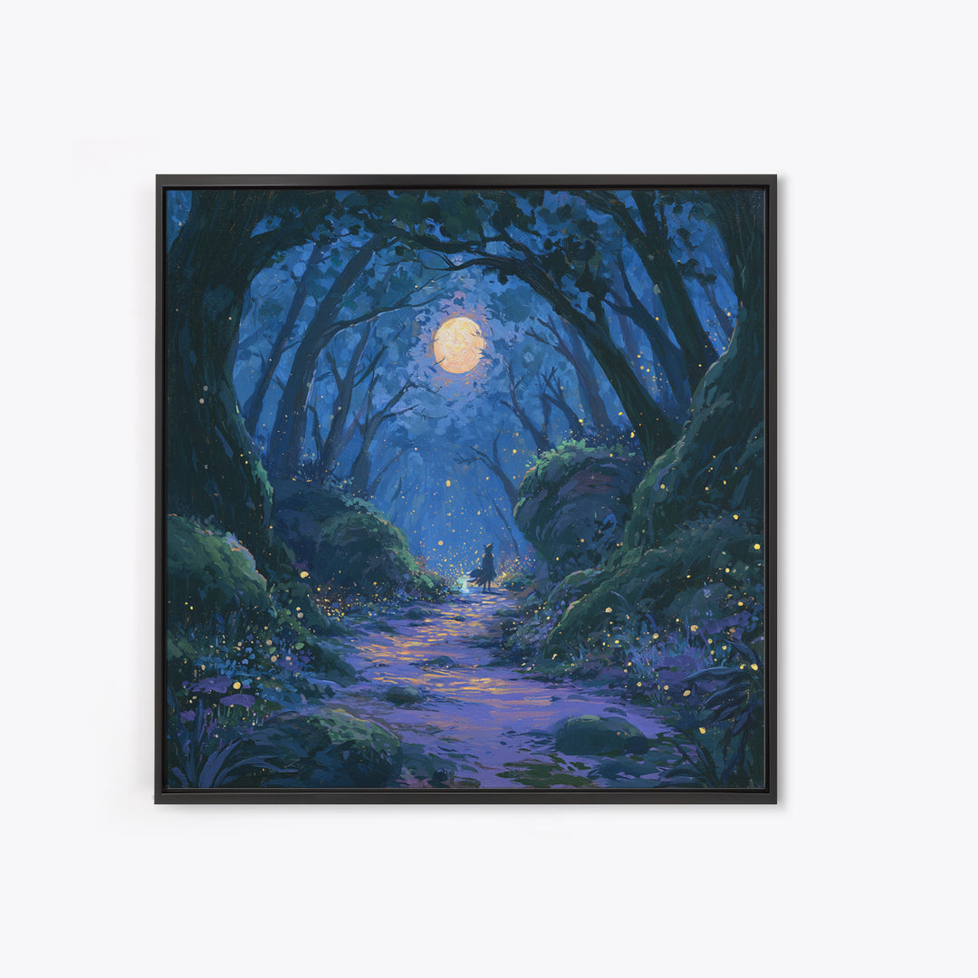 Enchanted Forest Path Glowing Canvas Print, Fairy Tale Art, Art Deco, Living Room Decor, Fine Art, Storybook, Whimsical Art, FTA-1x1-97