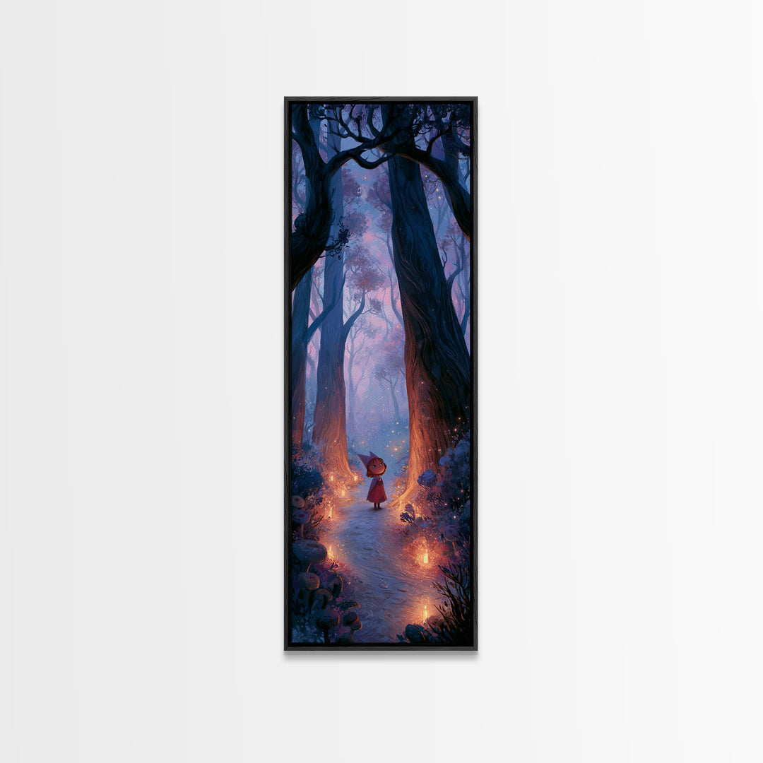 Enchanted Forest Path Glowing Canvas Print, Fairy Tale Art, Minimalist Decor, Living Room Decor, Oil Painting, Storybook, FTA-1x3-37