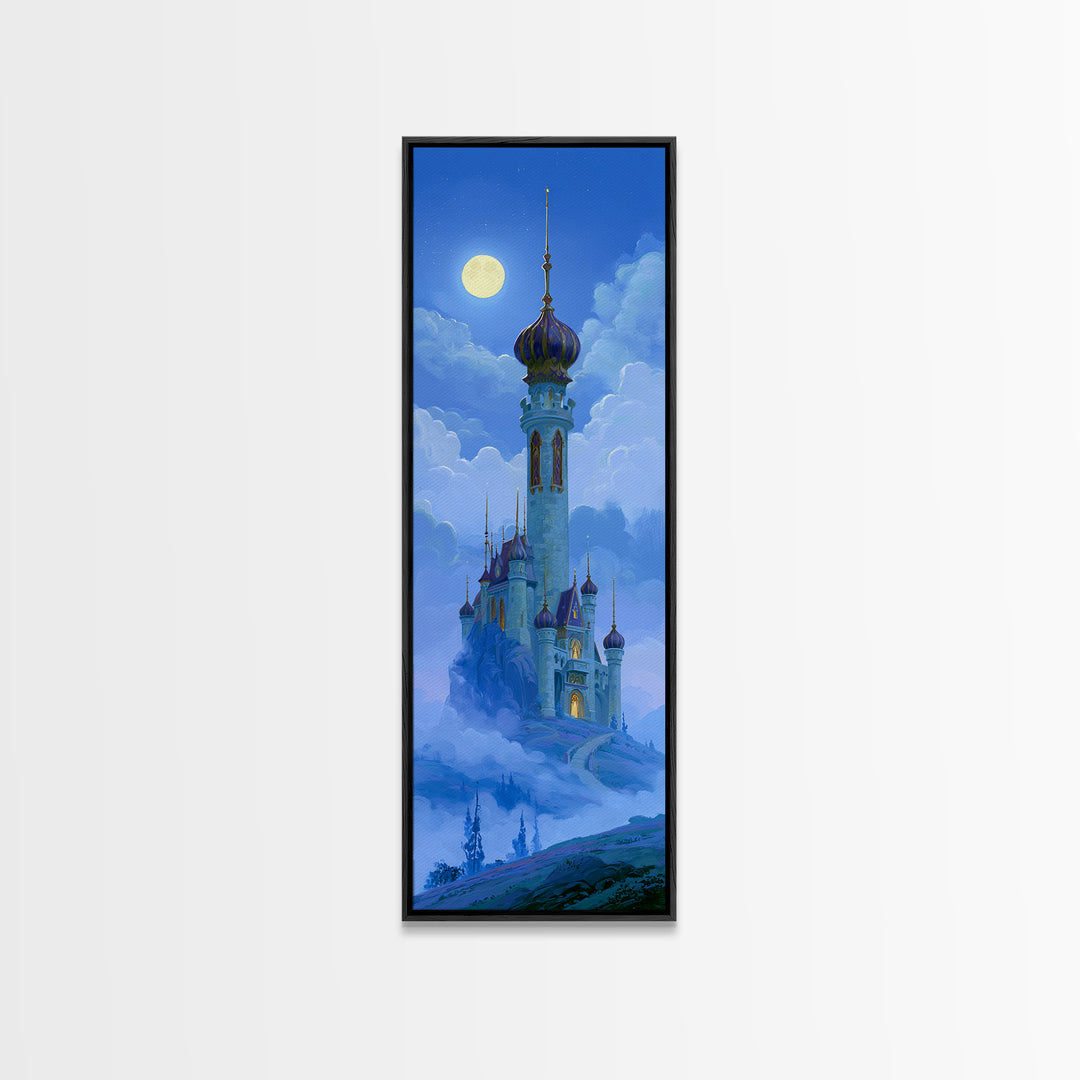 Storybook Castle on a Misty Hill Canvas Print, Fairy Tale Art, Gallery Decor, Living Room Decor, Fine Art, Storybook, FTA-1x3-38