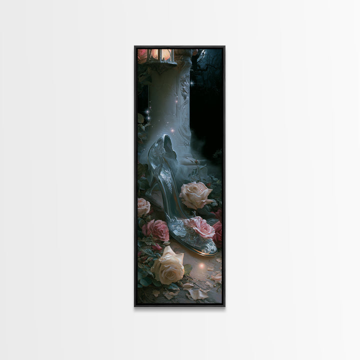 Glass Slipper Still Life Canvas Print, Fairy Tale Art, Neutral Decor, Living Room Decor, Fine Art, Storybook, Home Decor, FTA-1x3-42