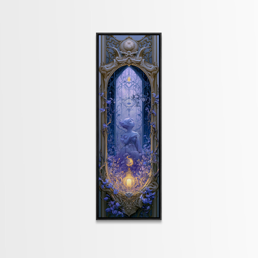 Magic Mirror Framed by Vines and Thorns Canvas Print, Fairy Tale Art, Modern Decor, Living Room Decor, Fine Art, Storybook, FTA-1x3-49