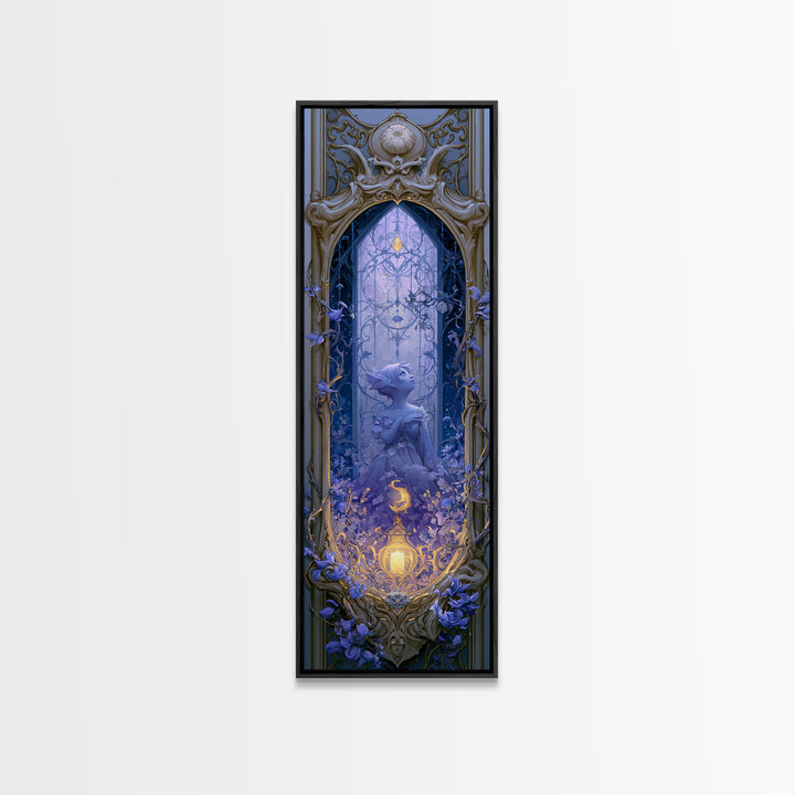 Magic Mirror Framed by Vines and Thorns Canvas Print, Fairy Tale Art, Modern Decor, Living Room Decor, Fine Art, Storybook, FTA-1x3-49