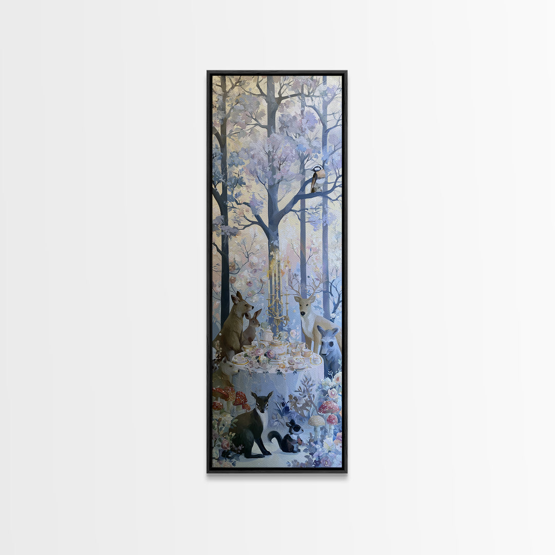 Woodland Tea Party Canvas Print, Fairy Tale Art, Princess Wall Art, Living Room Decor, Oil Painting, Storybook, Fine Art Print, FTA-1x3-55