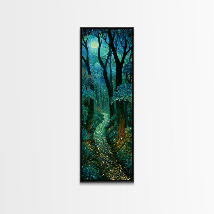 Enchanted Forest Path Glowing Canvas Print, Fairy Tale Art, Art Nouveau, Living Room Decor, Fine Art, Storybook, Dark Art, FTA-1x3-85