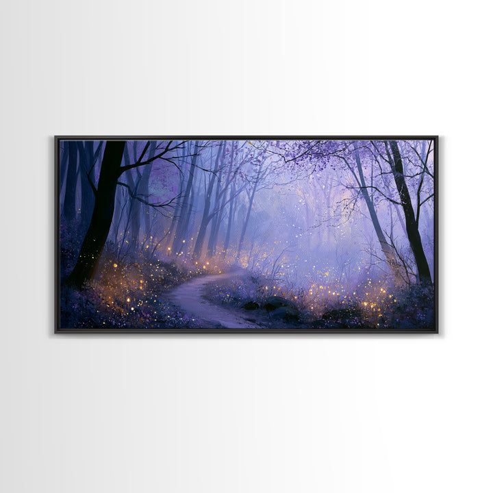 Enchanted Forest Path Glowing Canvas Print, Fairy Tale Art, Art Deco, Living Room Decor, Fine Art, Storybook, Whimsical Art, FTA-2x1-21