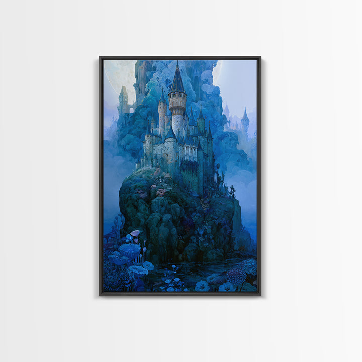 Storybook Castle on a Misty Hill Canvas Print, Fairy Tale Art, Contemporary Art, Living Room Decor, Fine Art, Storybook, FTA-2x3-10