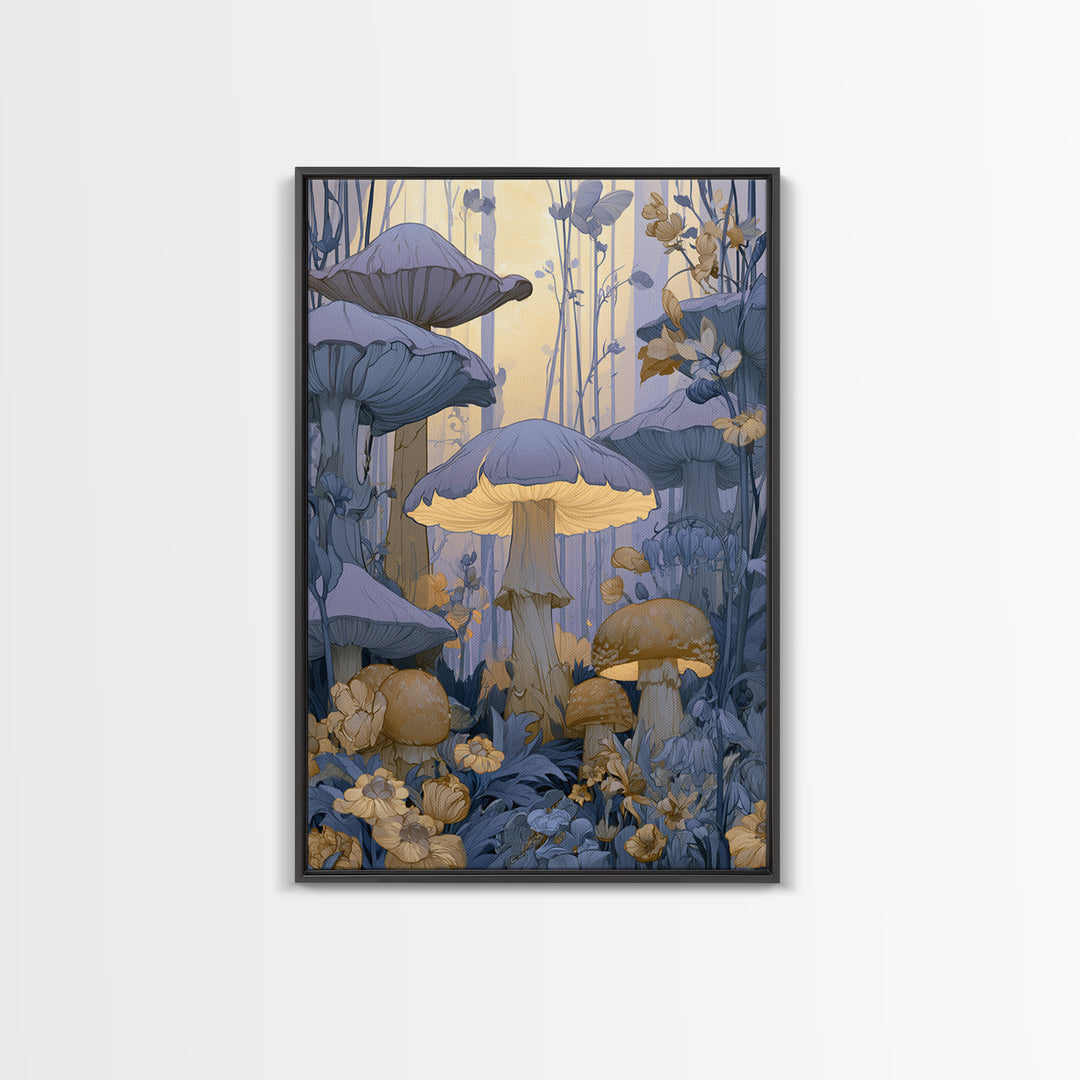 Fairy Ring of Mushrooms and Wildflowers Canvas Print, Fairy Tale Art, Nursery Wall Art, Living Room Decor, Watercolor Art, FTA-2x3-5