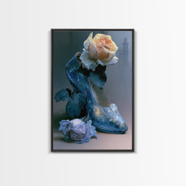 Glass Slipper Still Life Canvas Print, Fairy Tale Art, Abstract Art, Living Room Decor, Storybook, Kids Room Art, FTA-2x3-62