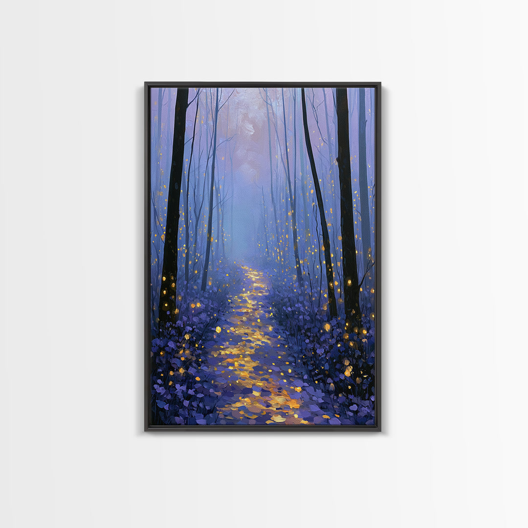 Enchanted Forest Path Glowing Canvas Print, Fairy Tale Art, Art Nouveau, Living Room Decor, Fine Art, Storybook, Dark Art, FTA-2x3-9