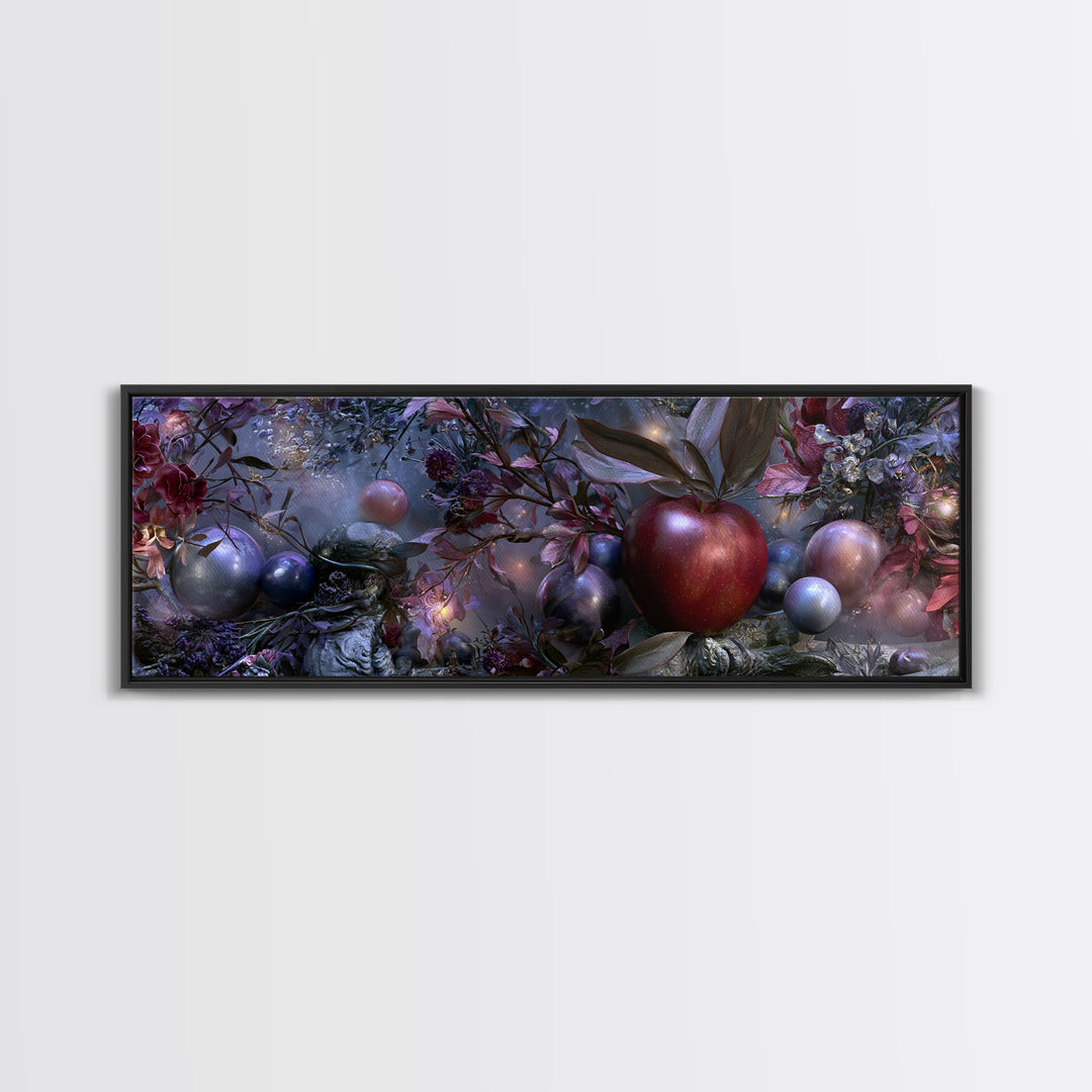 Enchanted Apple with Deep Red Shine Canvas Print, Fairy Tale Art, Gallery Decor, Living Room Decor, Fine Art, Storybook, FTA-3x1-36