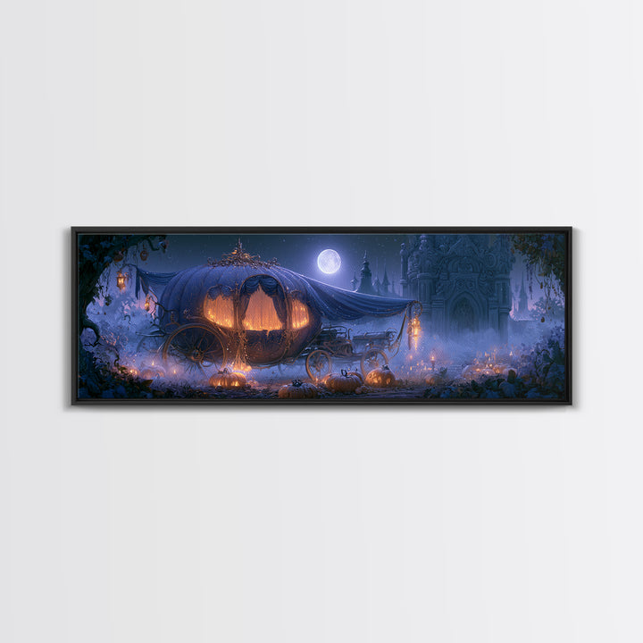 Pumpkin Carriage under Midnight Sky Canvas Print, Fairy Tale Art, Art Prints, Living Room Decor, Fine Art, Storybook, FTA-3x1-80