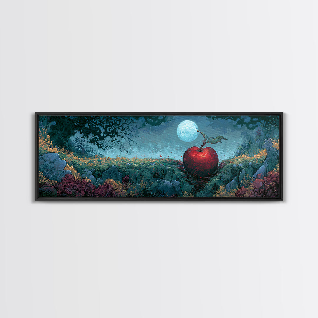 Enchanted Apple with Deep Red Shine Framed Canvas Print, Fairy Tale Art, Art Print, Living Room Decor, Fine Art, Storybook, FTA-3x1-84