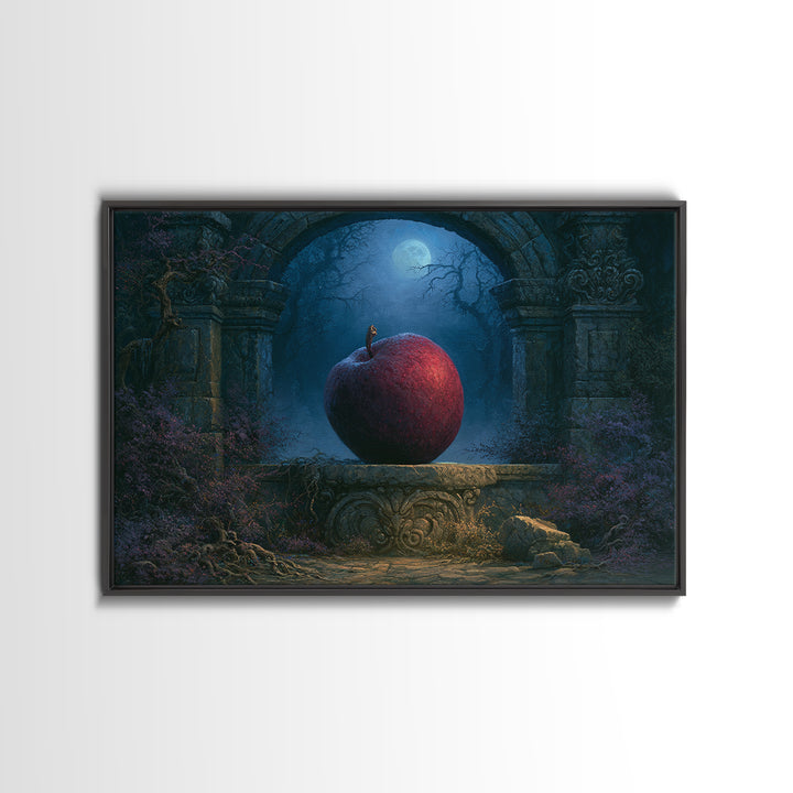 Enchanted Apple with Deep Red Shine Canvas Print, Fairy Tale Art, Contemporary Art, Living Room Decor, Fine Art, Storybook, FTA-3x2-72