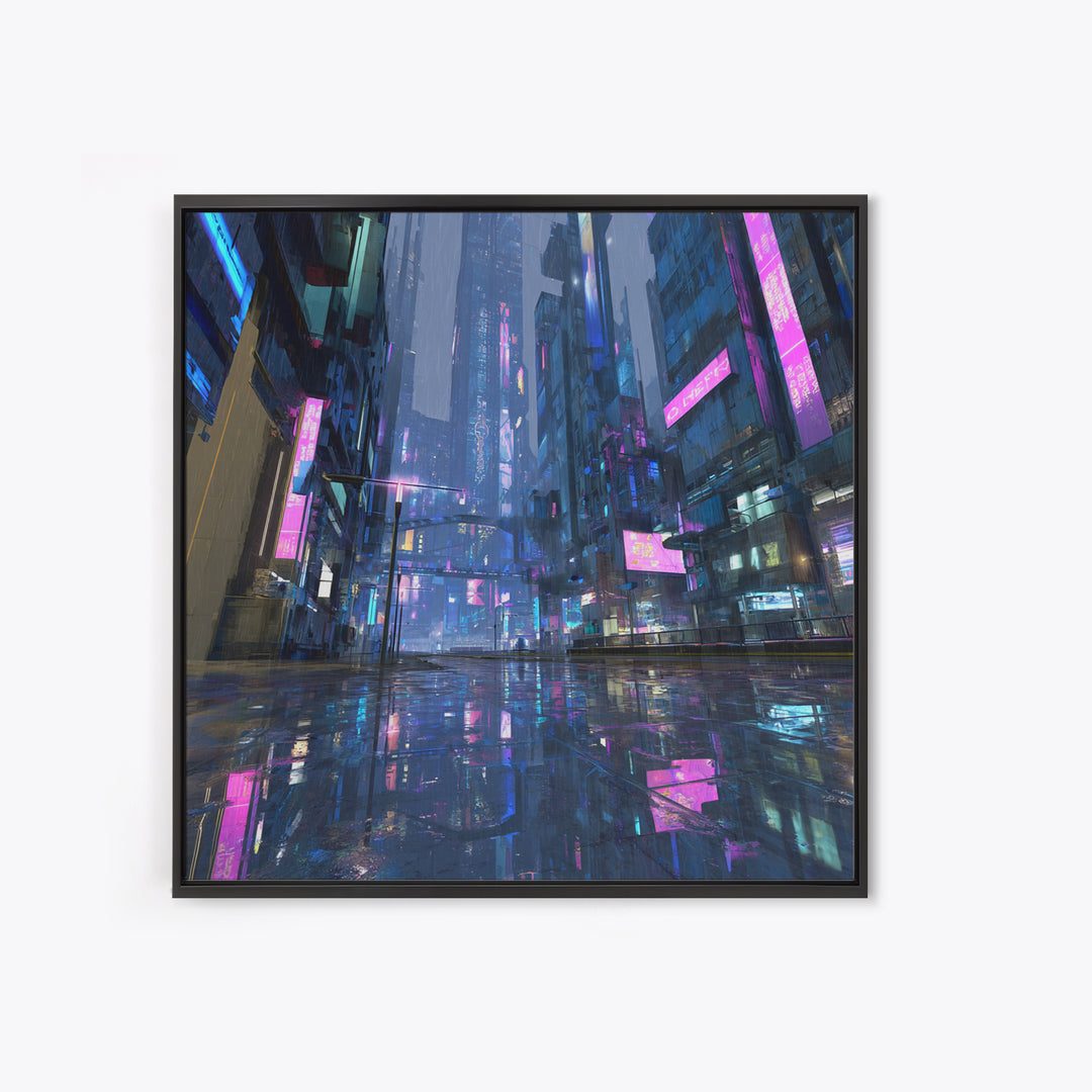 White and Blue Utopian Megastructure Framed Canvas Print, Futuristic Art, Room Decor, Living Room Decor, Fine Art, Future, FUT-1x1-12