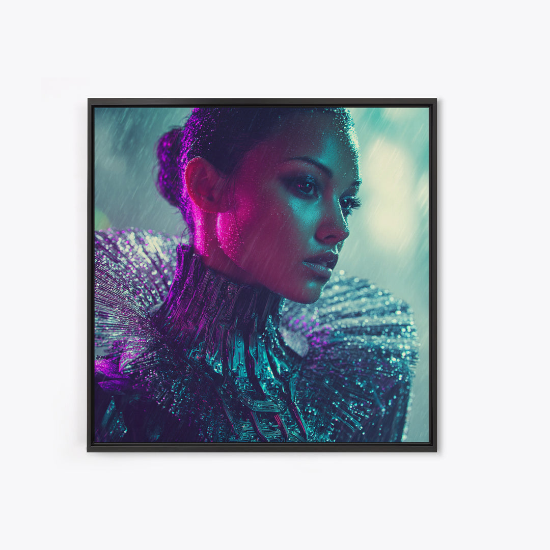 Futuristic Fashion Portrait Canvas Print, Futuristic Art, Digital Art, Living Room Decor, Future, Extra Large Wall Art, FUT-1x1-9