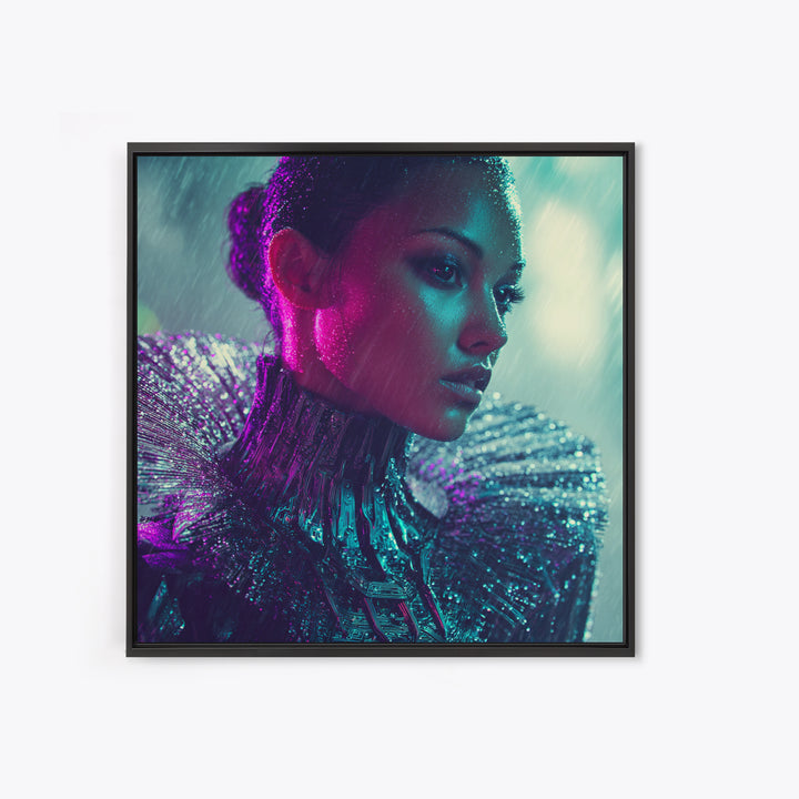 Futuristic Fashion Portrait Canvas Print, Futuristic Art, Digital Art, Living Room Decor, Future, Extra Large Wall Art, FUT-1x1-9