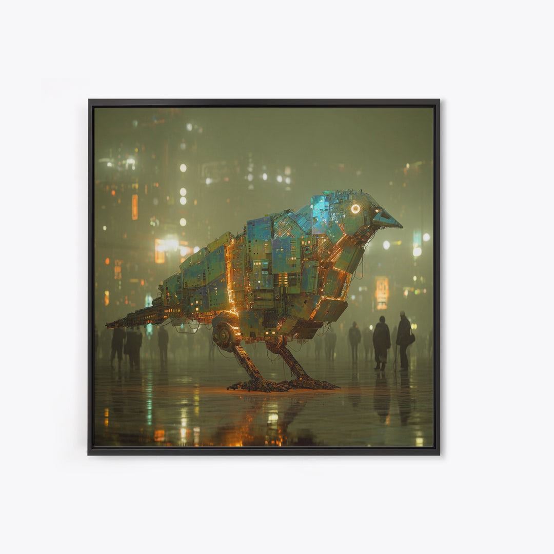 Futurist Bird Made of Panels and Light Canvas Print, Futuristic Art, Minimalist Decor, Living Room Decor, Fine Art, Future, FUT-1x1-94