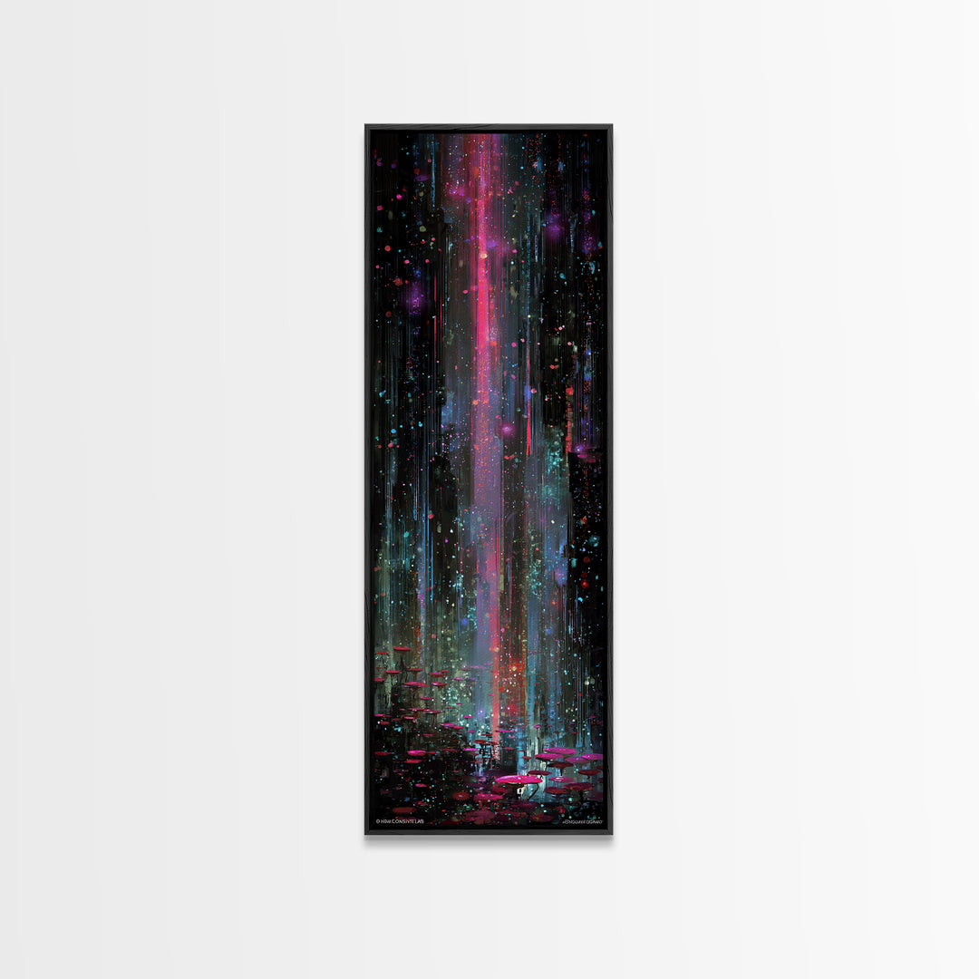 Bioluminescent Garden in a Future Habitat Canvas Print, Futuristic Art, Landscape Art, Living Room Decor, Fine Art, Future, FUT-1x3-16