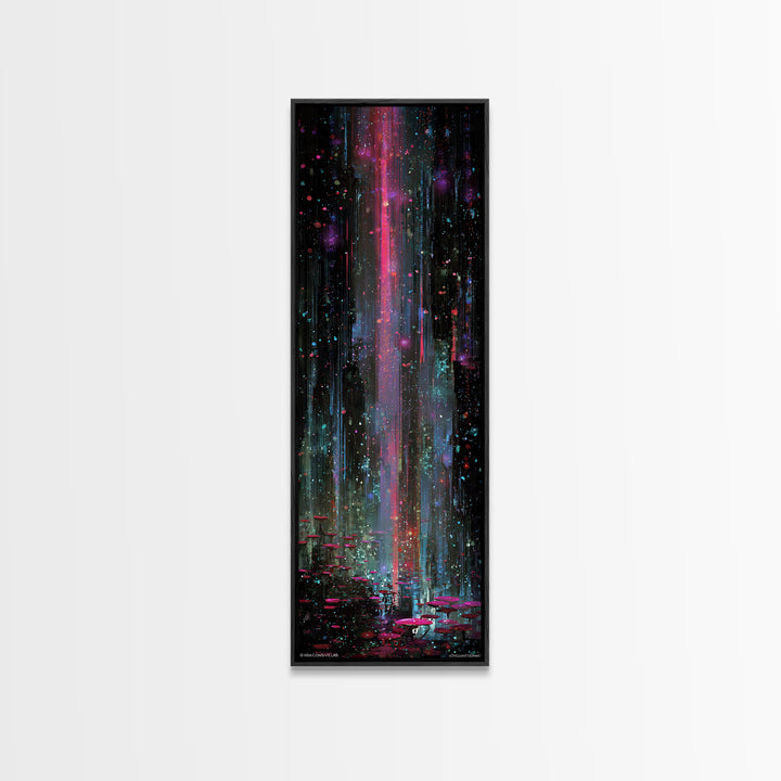 Bioluminescent Garden in a Future Habitat Canvas Print, Futuristic Art, Landscape Art, Living Room Decor, Fine Art, Future, FUT-1x3-16