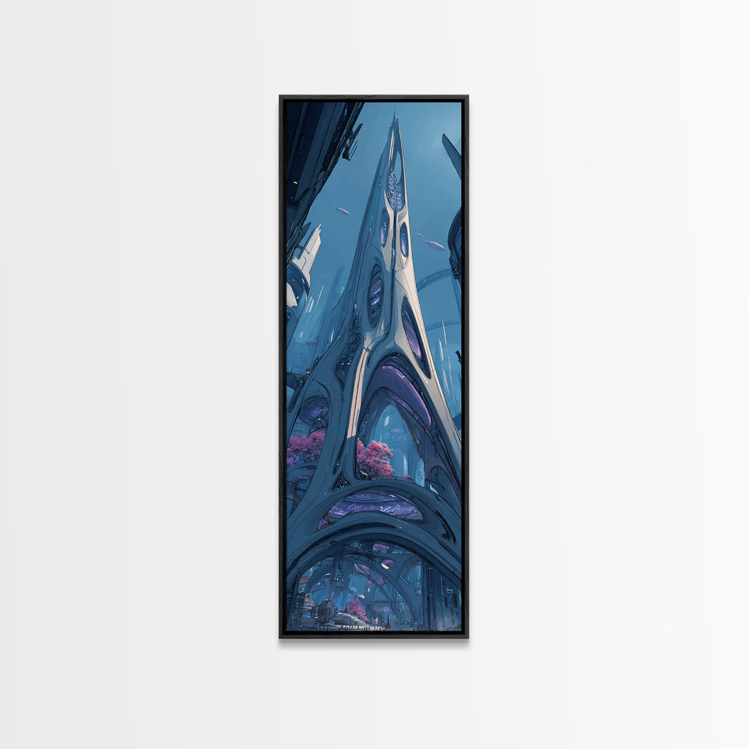 Future Ocean Lab Canvas Print, Futuristic Art, Boho Decor, Living Room Decor, Future, Mid Century Modern, Digital Wall Art, FUT-1x3-27