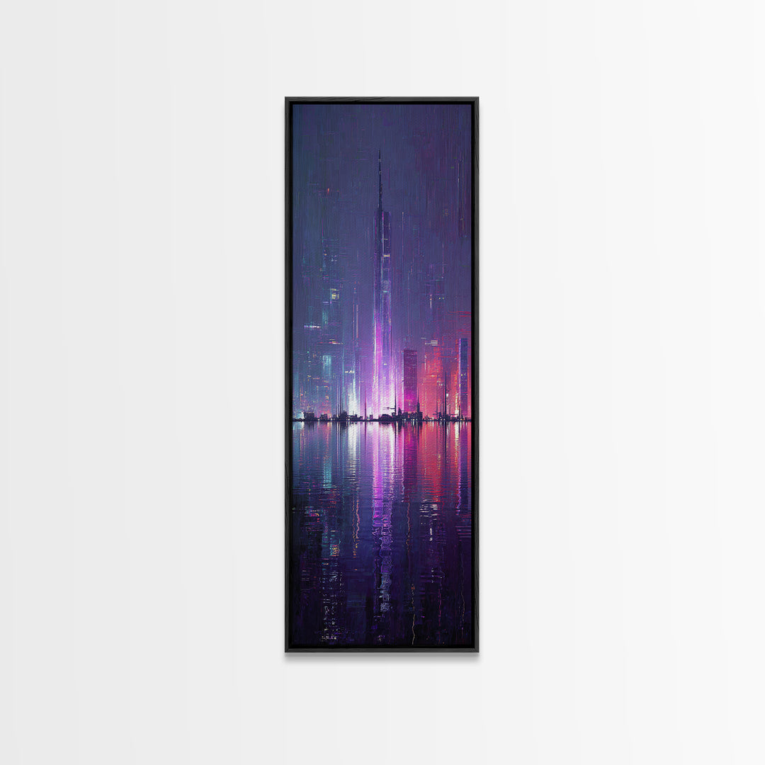 Floating Glass Architecture Above Reflective Water Canvas Print, Futuristic Art, Canvas Wall Art, Living Room Decor, Future, FUT-1x3-63