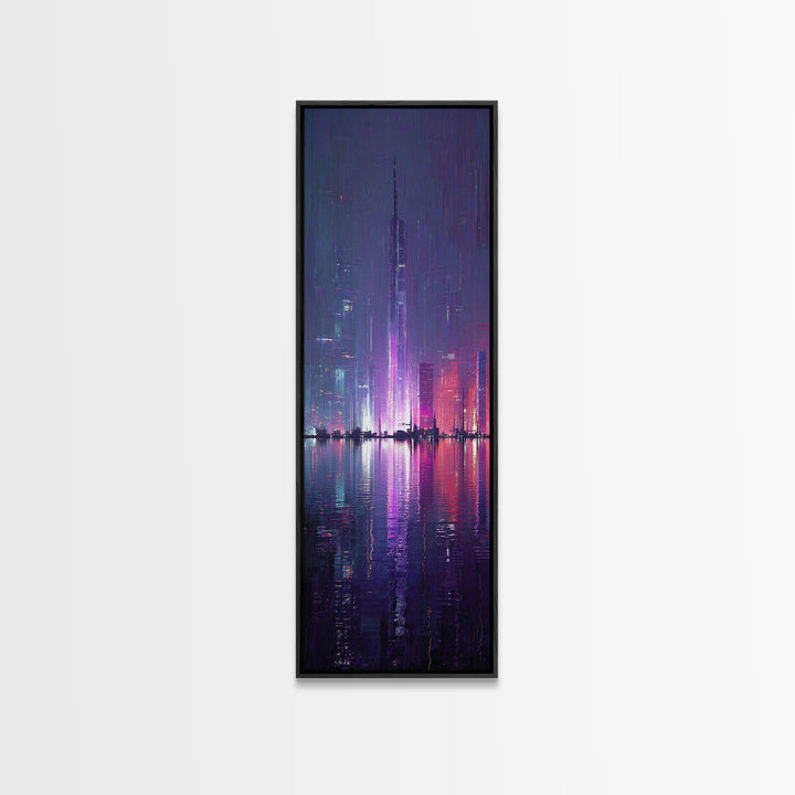 Floating Glass Architecture Above Reflective Water Canvas Print, Futuristic Art, Canvas Wall Art, Living Room Decor, Future, FUT-1x3-63
