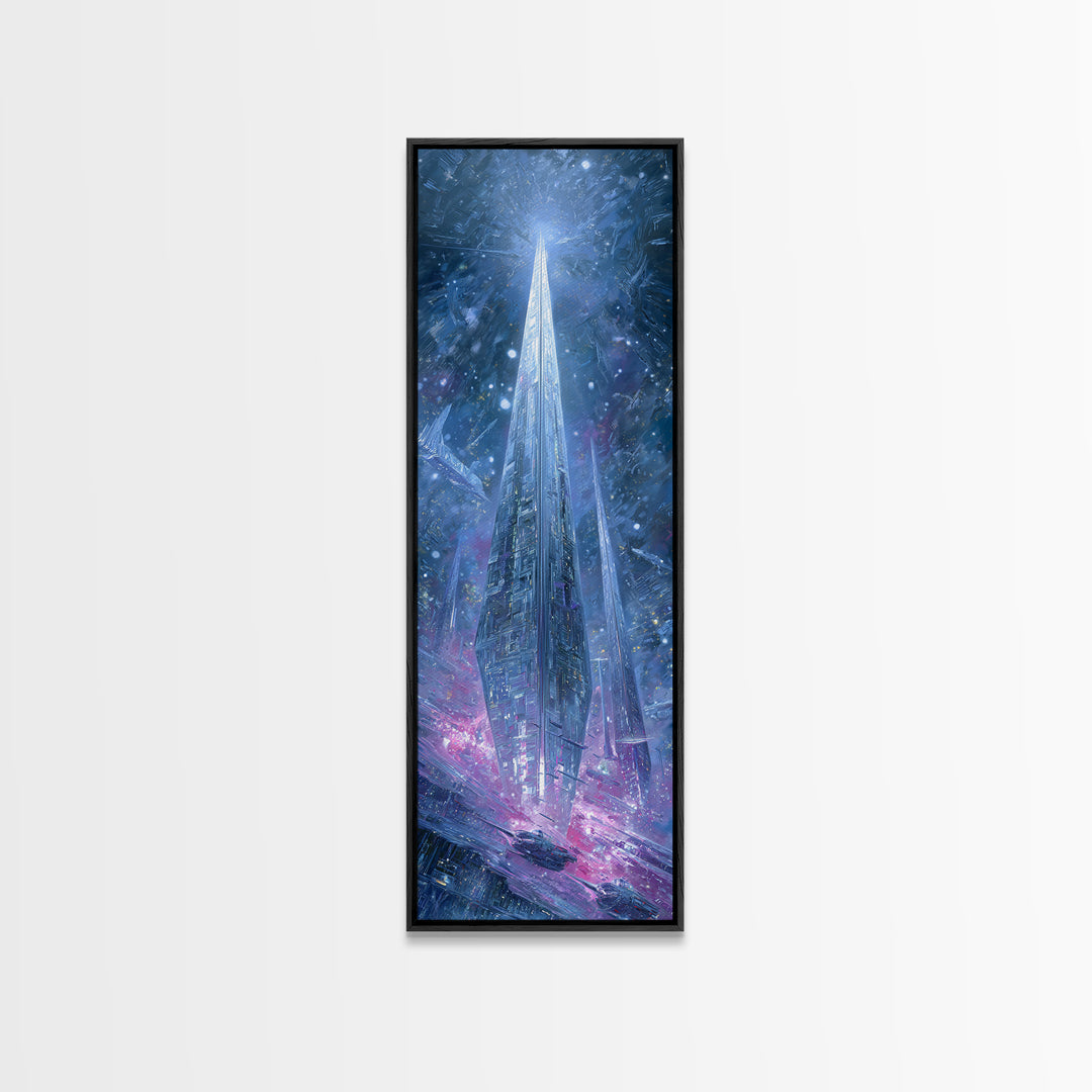 Solar Sail Ship Crossing Star Filled Space Canvas Print, Futuristic Art, Extra Large Wall Art, Living Room Decor, Future, FUT-1x3-77