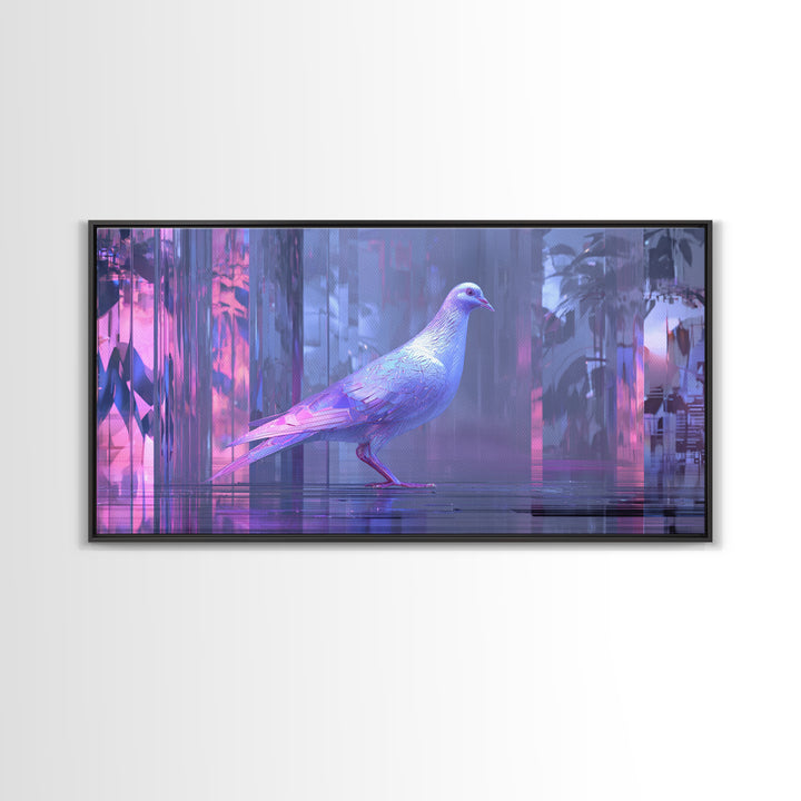 Futurist Bird Made of Panels and Light Framed Canvas Print, Futuristic Art, Digital Art, Living Room Decor, Fine Art, Future, FUT-2x1-42