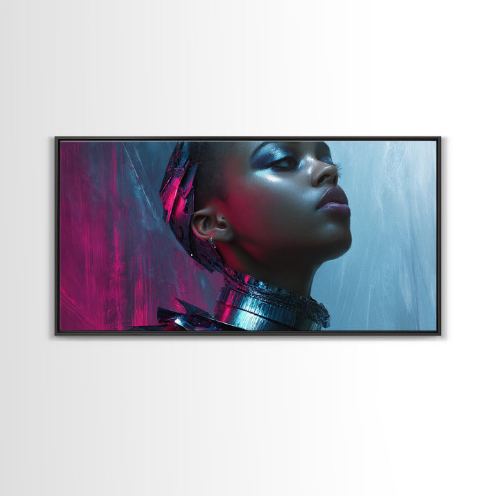 Futuristic Fashion Portrait Canvas Print, Futuristic Art, Space Art, Living Room Decor, Oil Painting, Future, Minimalist Decor, FUT-2x1-53