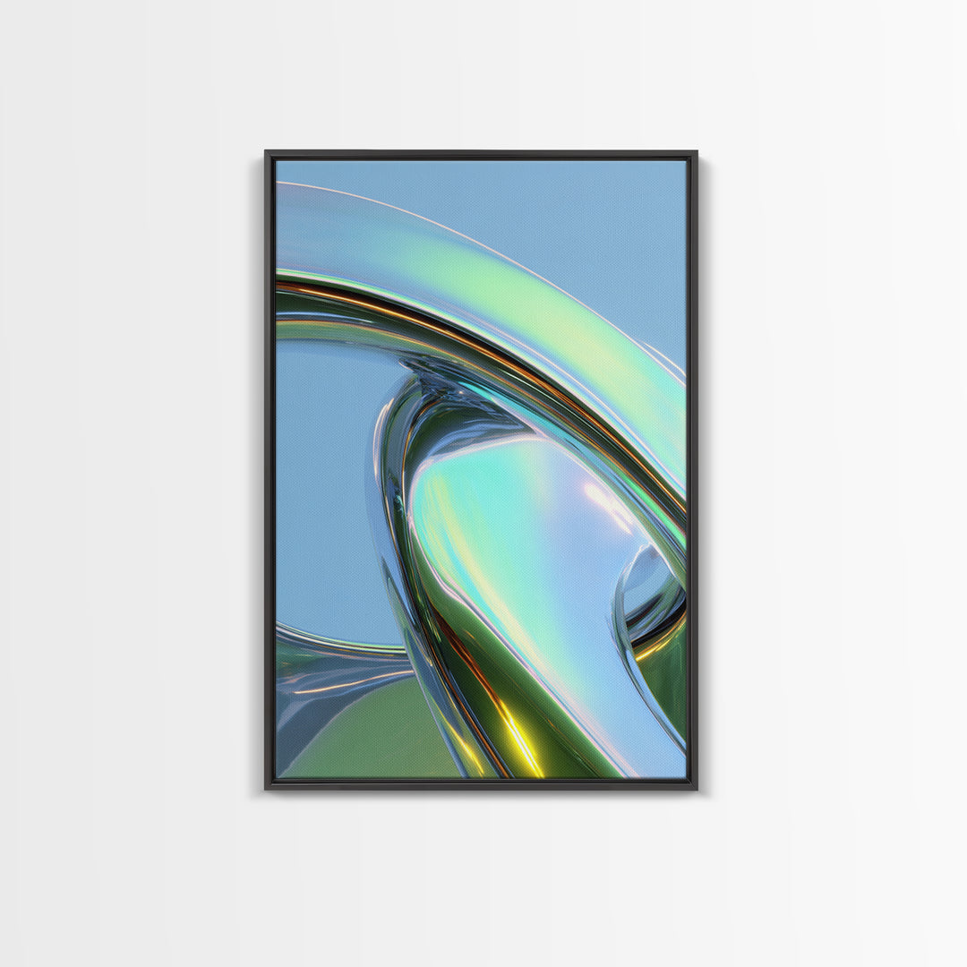 Chrome Abstract Sculpture Framed Canvas Print, Futuristic Art, Modern Wall Decor, Living Room Decor, Fine Art, Future, FUT-2x3-51