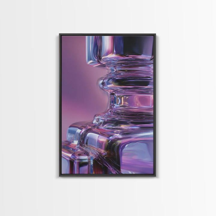 Smooth Titanium Shapes Framed Canvas Print, Futuristic Art, Gallery Decor, Living Room Decor, Fine Art, Future, Wall Decor, FUT-2x3-55