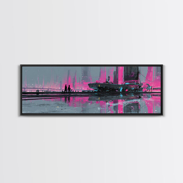 Future Ocean Lab Canvas Print, Futuristic Art, Digital Art, Living Room Decor, Fine Art, Future, Extra Large Wall Art, FUT-3x1-31